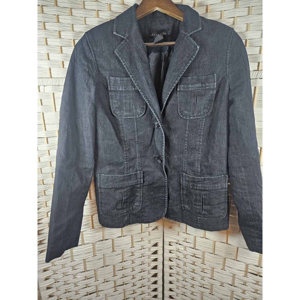 Attention Womens Black Jean Jacket Blazer Sz 6 Casual Western Work Career